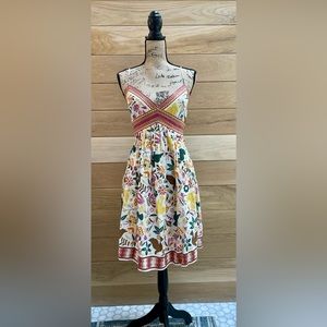 BCBGMaxAzria Cotton Floral Party Dress w/ Sequin Embellishment.  Size 10